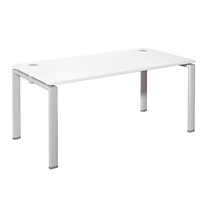 Bureau droit E-link - L. 160 x P. 80 cm - Plateau Blanc - 4 pieds Aluminium Bureau droit E-link - L. 160 x P. 80 cm - Plateau Blanc - 4 pieds Aluminium