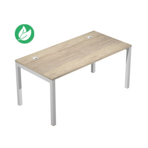 Bureau droit Eminence - L.160 x P.80 cm - Plateau Chêne canadien - Pieds Aluminium Bureau droit Eminence - L.160 x P.80 cm - Plateau Chêne canadien - Pieds Aluminium