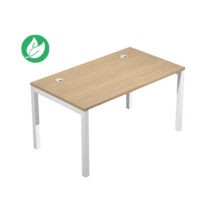 Bureau droit Eminence - L.160 x P.80 cm - Plateau Chêne - Pieds Blanc Bureau droit Eminence - L.160 x P.80 cm - Plateau Chêne - Pieds Blanc