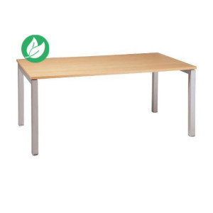Bureau droit Eminence - L.160 x P.80 cm - Plateau Hêtre - Pieds Aluminium Bureau droit Eminence - L.160 x P.80 cm - Plateau Hêtre - Pieds Aluminium