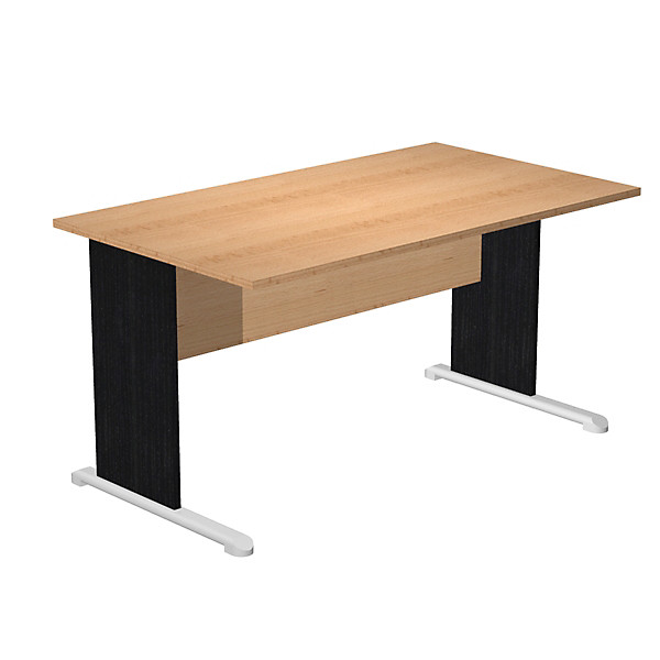 Bureau droit hêtre pieds L noirs L 140 cm - 1