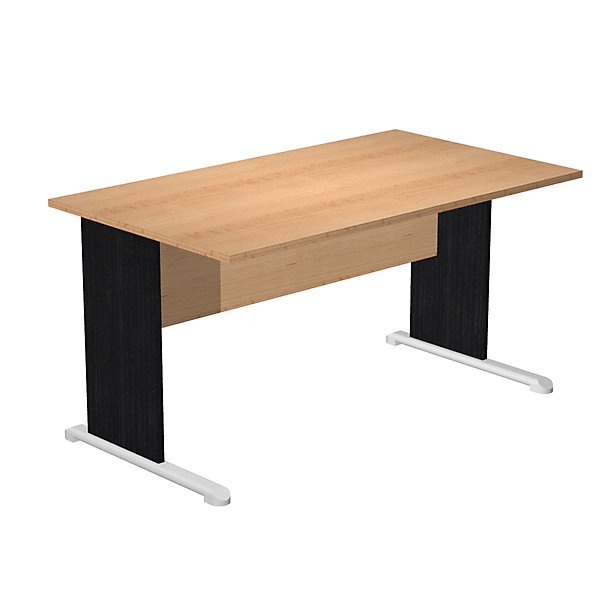 Bureau droit hêtre pieds L noirs L 160 cm - 2
