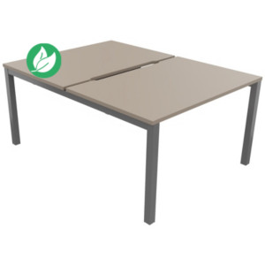 Bureau droit partagé 2 postes Burocolor échancré - Départ - L.120 x P.163 cm - Plateau Argile - Pieds Aluminium Bureau droit partagé 2 postes Burocolor échancré - Départ - L.120 x P.163 cm - Plateau Argile - Pieds Aluminium
