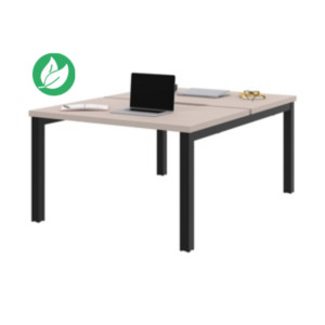 Bureau droit partagé 2 postes Burocolor échancré - Départ - L.120 x P.163 cm - Plateau Argile - Pieds Noir Bureau droit partagé 2 postes Burocolor échancré - Départ - L.120 x P.163 cm - Plateau Argile - Pieds Noir