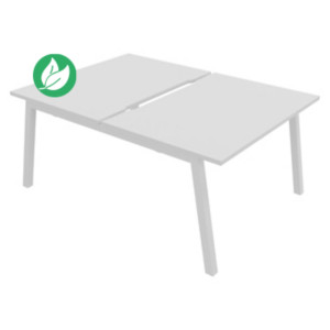 Bureau droit partagé 2 postes Burocolor A échancré - Départ - L.120 x P.163 cm - Plateau Blanc - Pieds Blanc Bureau droit partagé 2 postes Burocolor A échancré - Départ - L.120 x P.163 cm - Plateau Blanc - Pieds Blanc