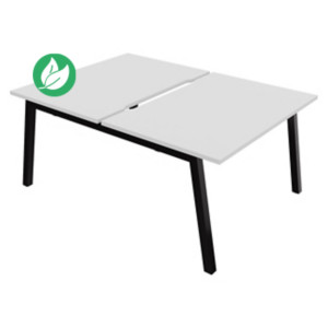 Bureau droit partagé 2 postes Burocolor A échancré - Départ - L.120 x P.163 cm - Plateau Blanc - Pieds Noir Bureau droit partagé 2 postes Burocolor A échancré - Départ - L.120 x P.163 cm - Plateau Blanc - Pieds Noir