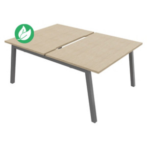 Bureau droit partagé 2 postes Burocolor A échancré - Départ - L.120 x P.163 cm - Plateau Chêne - Pieds Aluminium Bureau droit partagé 2 postes Burocolor A échancré - Départ - L.120 x P.163 cm - Plateau Chêne - Pieds Aluminium