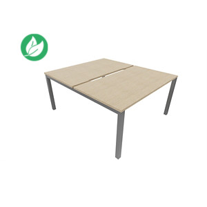 Bureau droit partagé 2 postes Burocolor échancré - Départ - L.120 x P.163 cm - Plateau Chêne - Pieds Aluminium Bureau droit partagé 2 postes Burocolor échancré - Départ - L.120 x P.163 cm - Plateau Chêne - Pieds Aluminium