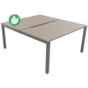 Bureau droit partagé 2 postes Burocolor échancré - Départ - L.140 x P.163 cm - Plateau Argile - Pieds Aluminium Bureau droit partagé 2 postes Burocolor échancré - Départ - L.140 x P.163 cm - Plateau Argile - Pieds Aluminium