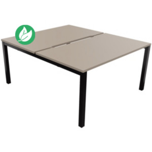 Bureau droit partagé 2 postes Burocolor échancré - Départ - L.140 x P.163 cm - Plateau Argile - Pieds Noir Bureau droit partagé 2 postes Burocolor échancré - Départ - L.140 x P.163 cm - Plateau Argile - Pieds Noir