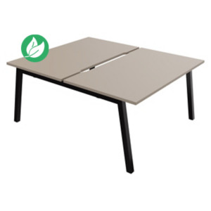 Bureau droit partagé 2 postes Burocolor A échancré - Départ - L.140 x P.163 cm - Plateau Argile - Pieds Noir Bureau droit partagé 2 postes Burocolor A échancré - Départ - L.140 x P.163 cm - Plateau Argile - Pieds Noir