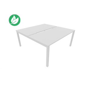 Bureau droit partagé 2 postes Burocolor échancré - Départ - L.140 x P.163 cm - Plateau Blanc - Pieds Blanc Bureau droit partagé 2 postes Burocolor échancré - Départ - L.140 x P.163 cm - Plateau Blanc - Pieds Blanc