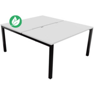 Bureau droit partagé 2 postes Burocolor échancré - Départ - L.140 x P.163 cm - Plateau Blanc - Pieds Noir Bureau droit partagé 2 postes Burocolor échancré - Départ - L.140 x P.163 cm - Plateau Blanc - Pieds Noir