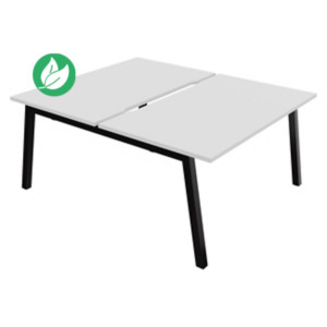 Bureau droit partagé 2 postes Burocolor A échancré - Départ - L.140 x P.163 cm - Plateau Blanc - Pieds Noir Bureau droit partagé 2 postes Burocolor A échancré - Départ - L.140 x P.163 cm - Plateau Blanc - Pieds Noir