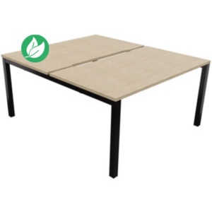 Bureau droit partagé 2 postes Burocolor échancré - Départ - L.140 x P.163 cm - Plateau Chêne - Pieds Noir Bureau droit partagé 2 postes Burocolor échancré - Départ - L.140 x P.163 cm - Plateau Chêne - Pieds Noir