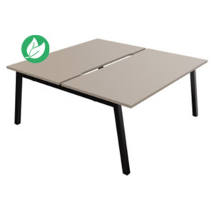 Bureau droit partagé 2 postes Burocolor A échancré - Départ - L.160 x P.163 cm - Plateau Argile - Pieds Noir Bureau droit partagé 2 postes Burocolor A échancré - Départ - L.160 x P.163 cm - Plateau Argile - Pieds Noir