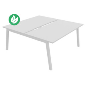 Bureau droit partagé 2 postes Burocolor A échancré - Départ - L.160 x P.163 cm - Plateau Blanc - Pieds Blanc Bureau droit partagé 2 postes Burocolor A échancré - Départ - L.160 x P.163 cm - Plateau Blanc - Pieds Blanc