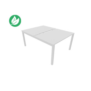 Bureau droit partagé 2 postes Burocolor échancré - Départ - L.160 x P.163 cm - Plateau Blanc - Pieds Blanc Bureau droit partagé 2 postes Burocolor échancré - Départ - L.160 x P.163 cm - Plateau Blanc - Pieds Blanc
