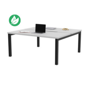 Bureau droit partagé 2 postes Burocolor échancré - Départ - L.160 x P.163 cm - Plateau Blanc - Pieds Noir Bureau droit partagé 2 postes Burocolor échancré - Départ - L.160 x P.163 cm - Plateau Blanc - Pieds Noir