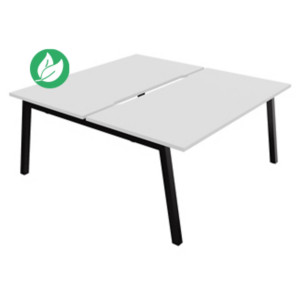 Bureau droit partagé 2 postes Burocolor A échancré - Départ - L.160 x P.163 cm - Plateau Blanc - Pieds Noir Bureau droit partagé 2 postes Burocolor A échancré - Départ - L.160 x P.163 cm - Plateau Blanc - Pieds Noir