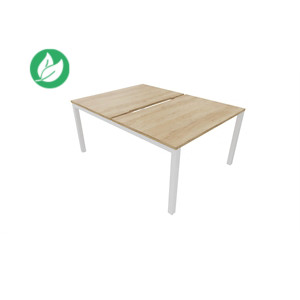 Bureau droit partagé 2 postes Burocolor échancré - Départ - L.160 x P.163 cm - Plateau Chêne Nebraska - Pieds Blanc Bureau droit partagé 2 postes Burocolor échancré - Départ - L.160 x P.163 cm - Plateau Chêne Nebraska - Pieds Blanc