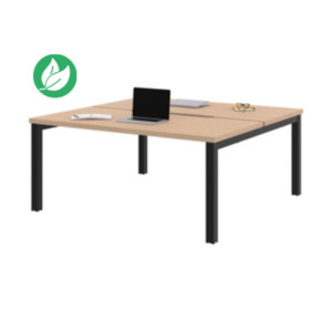 Bureau droit partagé 2 postes Burocolor échancré - Départ - L.160 x P.163 cm - Plateau Chêne - Pieds Noir Bureau droit partagé 2 postes Burocolor échancré - Départ - L.160 x P.163 cm - Plateau Chêne - Pieds Noir