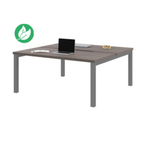 Bureau droit partagé 2 postes Burocolor échancré - Départ - L.160 x P.163 cm - Plateau Cèdre - Pieds Aluminium Bureau droit partagé 2 postes Burocolor échancré - Départ - L.160 x P.163 cm - Plateau Cèdre - Pieds Aluminium