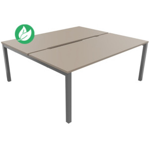Bureau droit partagé 2 postes Burocolor échancré - Départ - L.180 x P.163 cm - Plateau Argile - Pieds Aluminium Bureau droit partagé 2 postes Burocolor échancré - Départ - L.180 x P.163 cm - Plateau Argile - Pieds Aluminium