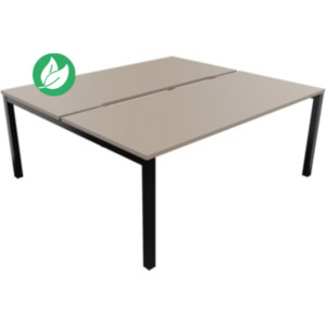 Bureau droit partagé 2 postes Burocolor échancré - Départ - L.180 x P.163 cm - Plateau Argile - Pieds Noir Bureau droit partagé 2 postes Burocolor échancré - Départ - L.180 x P.163 cm - Plateau Argile - Pieds Noir