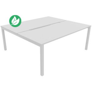 Bureau droit partagé 2 postes Burocolor échancré - Départ - L.180 x P.163 cm - Plateau Blanc - Pieds Blanc Bureau droit partagé 2 postes Burocolor échancré - Départ - L.180 x P.163 cm - Plateau Blanc - Pieds Blanc