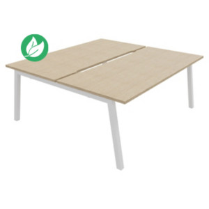 Bureau droit partagé 2 postes Burocolor A échancré - Départ - L.180 x P.163 cm - Plateau Chêne - Pieds Blanc Bureau droit partagé 2 postes Burocolor A échancré - Départ - L.180 x P.163 cm - Plateau Chêne - Pieds Blanc