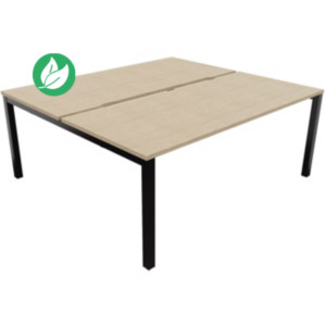 Bureau droit partagé 2 postes Burocolor échancré - Départ - L.180 x P.163 cm - Plateau Chêne - Pieds Noir Bureau droit partagé 2 postes Burocolor échancré - Départ - L.180 x P.163 cm - Plateau Chêne - Pieds Noir