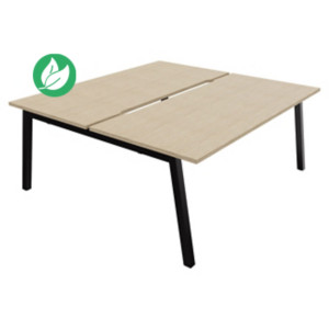 Bureau droit partagé 2 postes Burocolor A échancré - Départ - L.180 x P.163 cm - Plateau Chêne - Pieds Noir Bureau droit partagé 2 postes Burocolor A échancré - Départ - L.180 x P.163 cm - Plateau Chêne - Pieds Noir