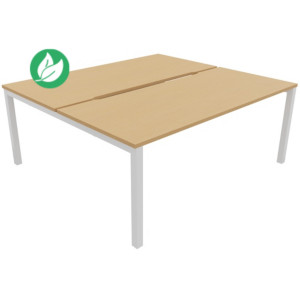Bureau droit partagé 2 postes Burocolor échancré - Départ - L.180 x P.163 cm - Plateau Hêtre - Pieds Blanc Bureau droit partagé 2 postes Burocolor échancré - Départ - L.180 x P.163 cm - Plateau Hêtre - Pieds Blanc