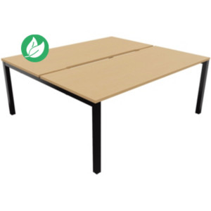 Bureau droit partagé 2 postes Burocolor échancré - Départ - L.180 x P.163 cm - Plateau Hêtre - Pieds Noir Bureau droit partagé 2 postes Burocolor échancré - Départ - L.180 x P.163 cm - Plateau Hêtre - Pieds Noir