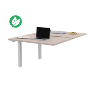Bureau droit partagé 2 postes Burocolor échancré - Suivant - L.120 x P.163 cm - Plateau Argile - Pieds Blanc Bureau droit partagé 2 postes Burocolor échancré - Suivant - L.120 x P.163 cm - Plateau Argile - Pieds Blanc