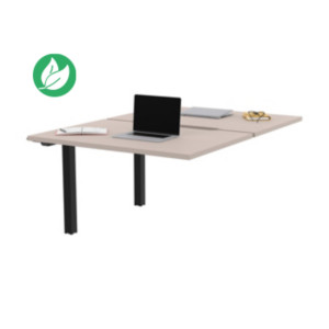 Bureau droit partagé 2 postes Burocolor échancré - Suivant - L.120 x P.163 cm - Plateau Argile - Pieds Noir Bureau droit partagé 2 postes Burocolor échancré - Suivant - L.120 x P.163 cm - Plateau Argile - Pieds Noir
