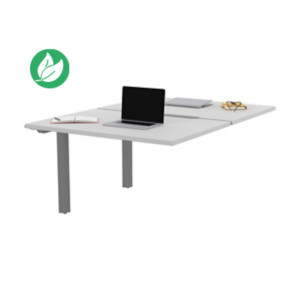 Bureau droit partagé 2 postes Burocolor échancré - Suivant - L.120 x P.163 cm - Plateau Blanc - Pieds Aluminium Bureau droit partagé 2 postes Burocolor échancré - Suivant - L.120 x P.163 cm - Plateau Blanc - Pieds Aluminium