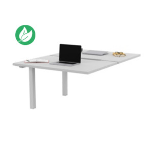 Bureau droit partagé 2 postes Burocolor échancré - Suivant - L.120 x P.163 cm - Plateau Blanc - Pieds Blanc Bureau droit partagé 2 postes Burocolor échancré - Suivant - L.120 x P.163 cm - Plateau Blanc - Pieds Blanc
