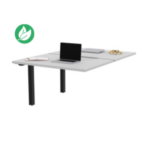 Bureau droit partagé 2 postes Burocolor échancré - Suivant - L.120 x P.163 cm - Plateau Blanc - Pieds Noir Bureau droit partagé 2 postes Burocolor échancré - Suivant - L.120 x P.163 cm - Plateau Blanc - Pieds Noir