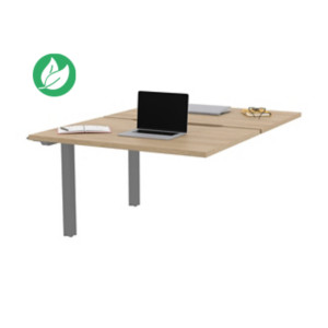 Bureau droit partagé 2 postes Burocolor échancré - Suivant - L.120 x P.163 cm - Plateau Chêne Nebraska - Pieds Aluminium Bureau droit partagé 2 postes Burocolor échancré - Suivant - L.120 x P.163 cm - Plateau Chêne Nebraska - Pieds Aluminium