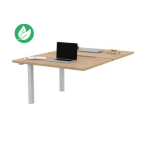 Bureau droit partagé 2 postes Burocolor échancré - Suivant - L.120 x P.163 cm - Plateau Chêne Nebraska - Pieds Blanc Bureau droit partagé 2 postes Burocolor échancré - Suivant - L.120 x P.163 cm - Plateau Chêne Nebraska - Pieds Blanc