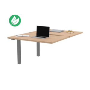 Bureau droit partagé 2 postes Burocolor échancré - Suivant - L.120 x P.163 cm - Plateau Chêne - Pieds Aluminium Bureau droit partagé 2 postes Burocolor échancré - Suivant - L.120 x P.163 cm - Plateau Chêne - Pieds Aluminium