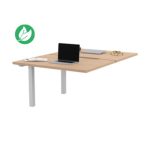Bureau droit partagé 2 postes Burocolor échancré - Suivant - L.120 x P.163 cm - Plateau Chêne - Pieds Blanc Bureau droit partagé 2 postes Burocolor échancré - Suivant - L.120 x P.163 cm - Plateau Chêne - Pieds Blanc