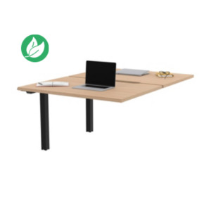 Bureau droit partagé 2 postes Burocolor échancré - Suivant - L.120 x P.163 cm - Plateau Chêne - Pieds Noir Bureau droit partagé 2 postes Burocolor échancré - Suivant - L.120 x P.163 cm - Plateau Chêne - Pieds Noir