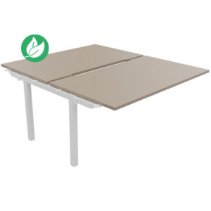 Bureau droit partagé 2 postes Burocolor échancré - Suivant - L.140 x P.163 cm - Plateau Argile - Pieds Blanc Bureau droit partagé 2 postes Burocolor échancré - Suivant - L.140 x P.163 cm - Plateau Argile - Pieds Blanc