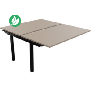 Bureau droit partagé 2 postes Burocolor échancré - Suivant - L.140 x P.163 cm - Plateau Argile - Pieds Noir Bureau droit partagé 2 postes Burocolor échancré - Suivant - L.140 x P.163 cm - Plateau Argile - Pieds Noir