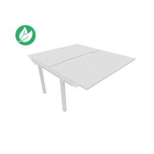 Bureau droit partagé 2 postes Burocolor échancré - Suivant - L.140 x P.163 cm - Plateau Blanc - Pieds Blanc Bureau droit partagé 2 postes Burocolor échancré - Suivant - L.140 x P.163 cm - Plateau Blanc - Pieds Blanc