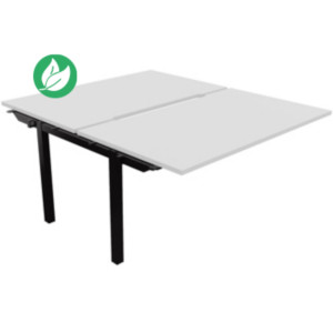 Bureau droit partagé 2 postes Burocolor échancré - Suivant - L.140 x P.163 cm - Plateau Blanc - Pieds Noir Bureau droit partagé 2 postes Burocolor échancré - Suivant - L.140 x P.163 cm - Plateau Blanc - Pieds Noir