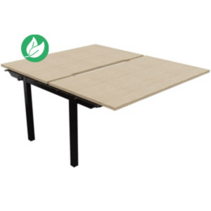Bureau droit partagé 2 postes Burocolor échancré - Suivant - L.140 x P.163 cm - Plateau Chêne - Pieds Noir Bureau droit partagé 2 postes Burocolor échancré - Suivant - L.140 x P.163 cm - Plateau Chêne - Pieds Noir